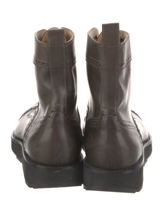 Hermès Leather Lasercut Accents Lace-Up Boots