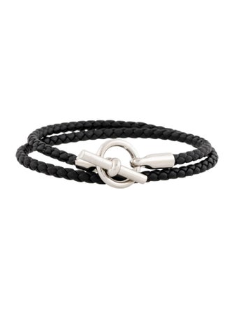 Hermès Braided Leather Glenan Double Tour Wrap Bracelet