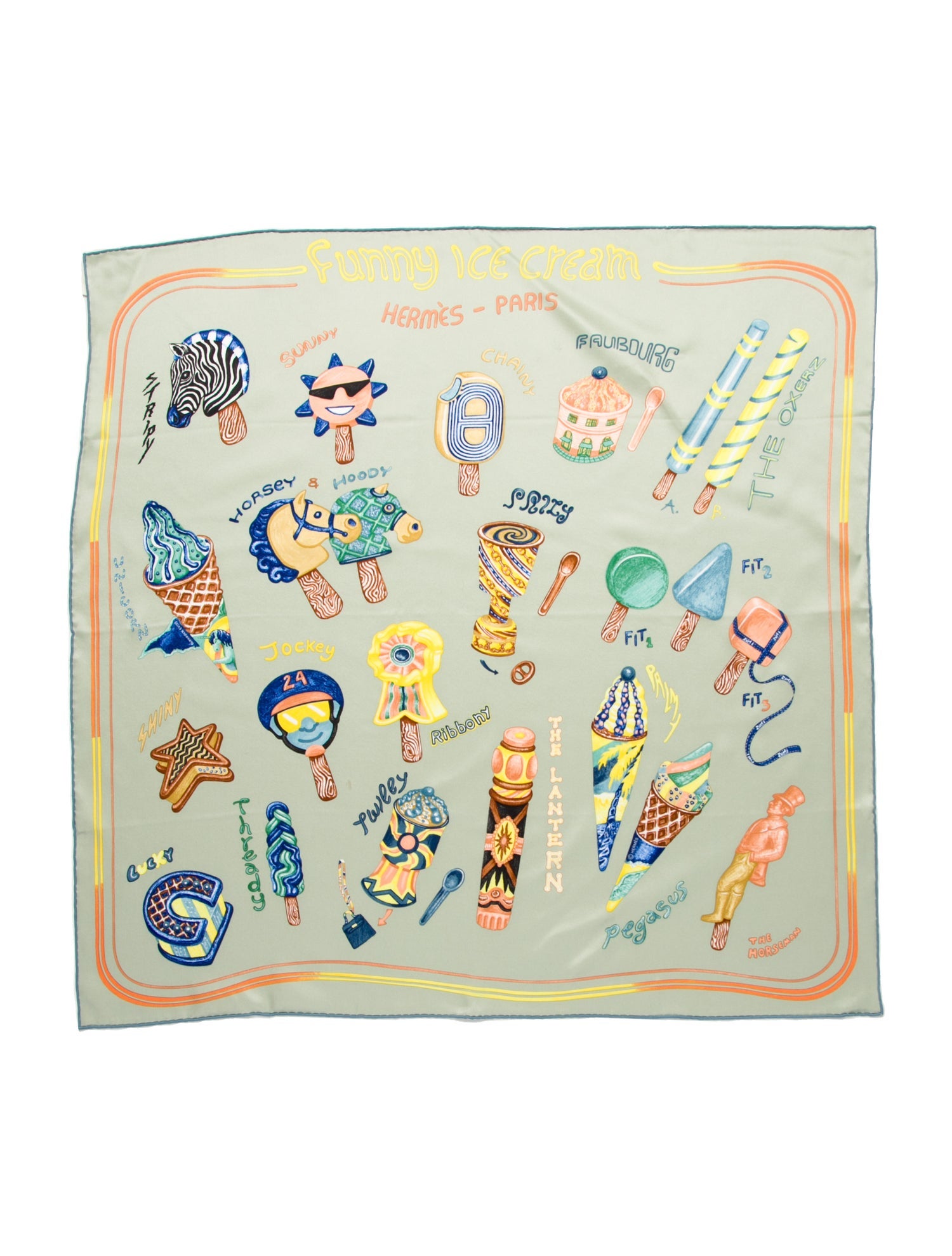 Hermès Funny Ice Cream Silk Scarf