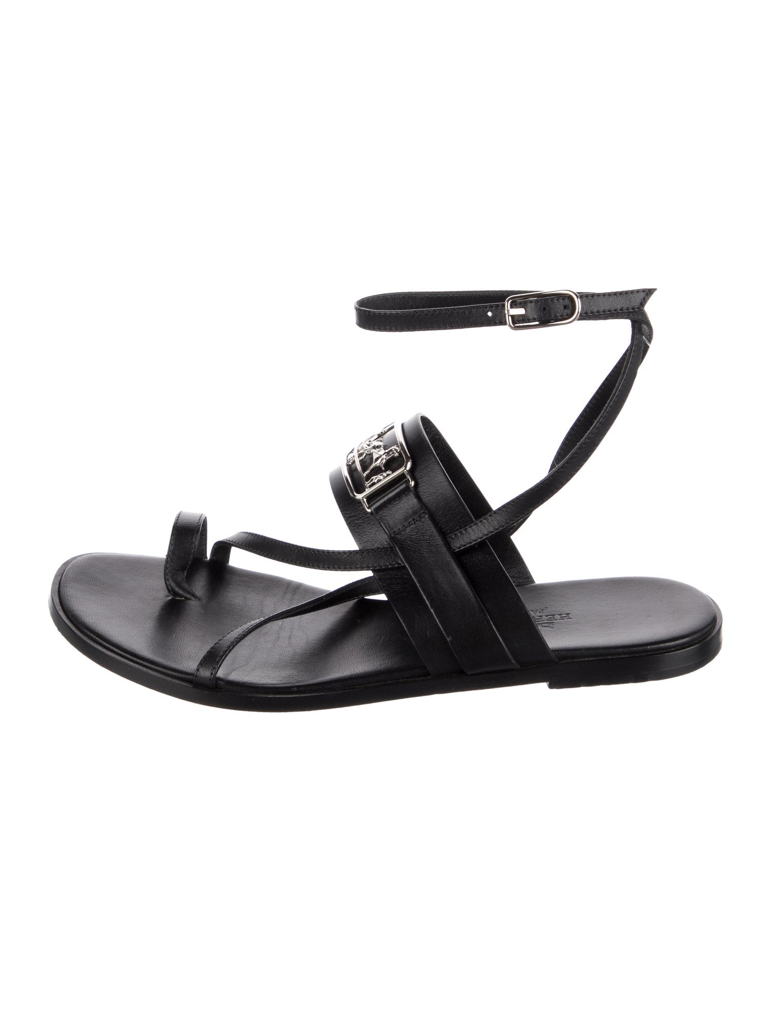 Hermès H Logo Leather Slingback Sandals