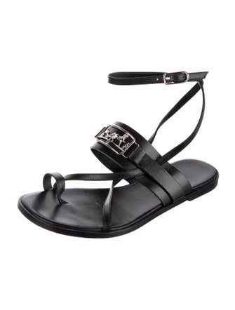 Hermès H Logo Leather Slingback Sandals