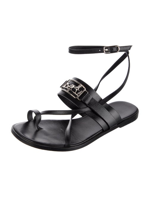 Hermès H Logo Leather Slingback Sandals