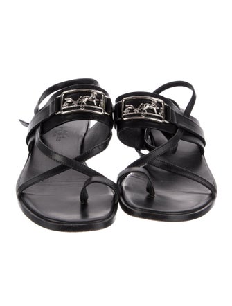Hermès H Logo Leather Slingback Sandals