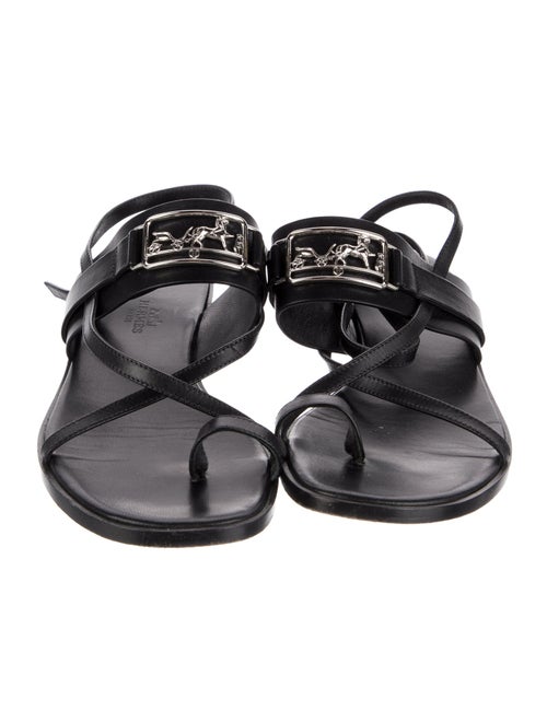 Hermès H Logo Leather Slingback Sandals