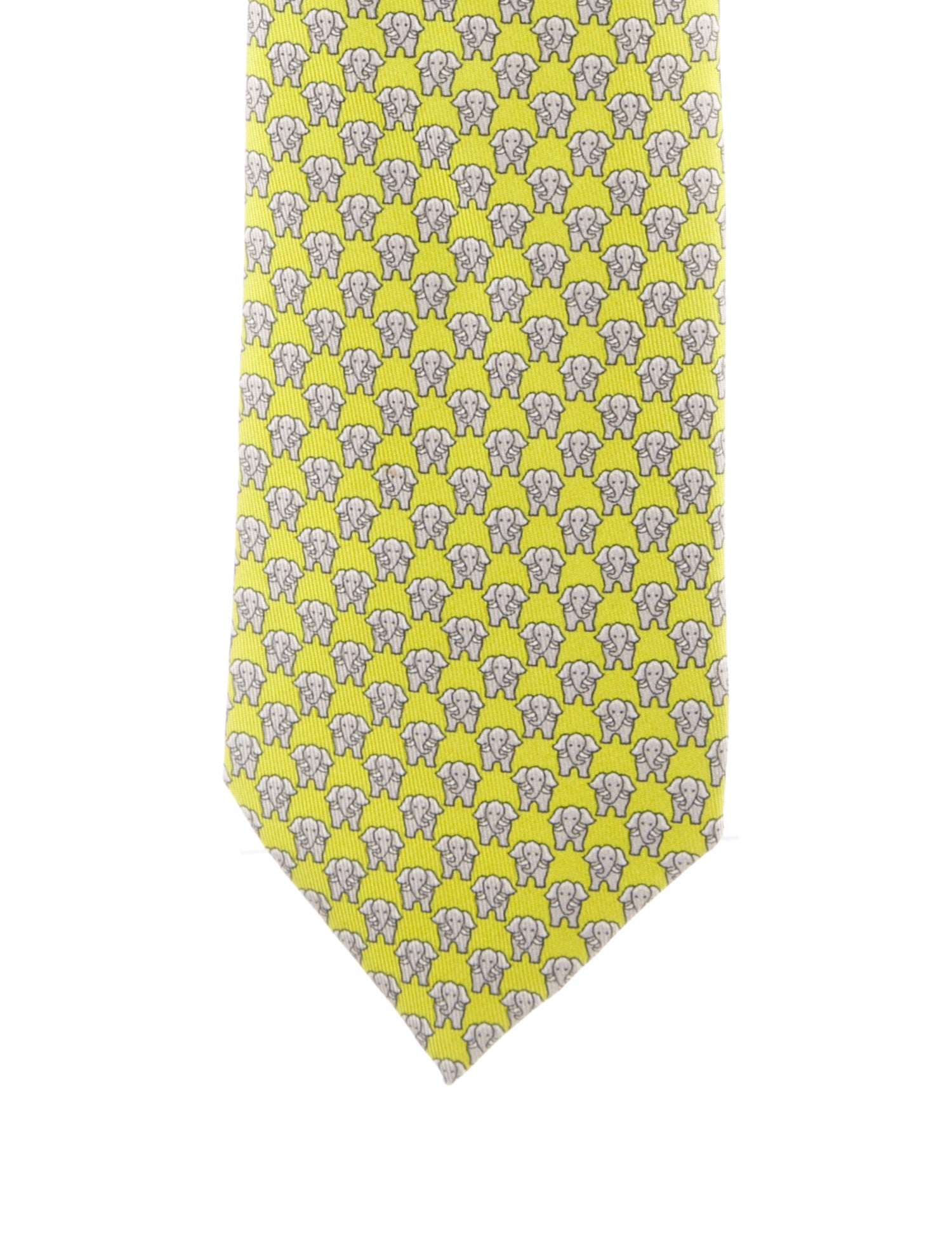 Hermès Elephant Printed Silk Tie