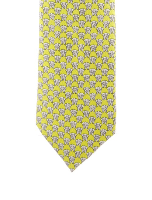Hermès Elephant Printed Silk Tie