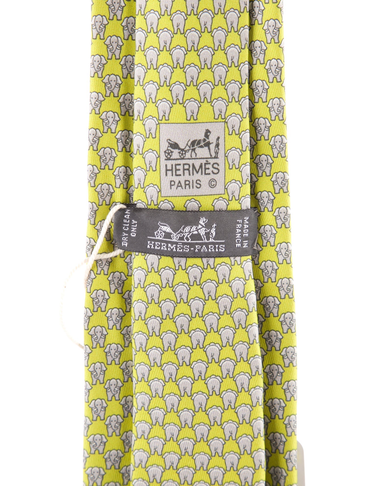 Hermès Elephant Printed Silk Tie