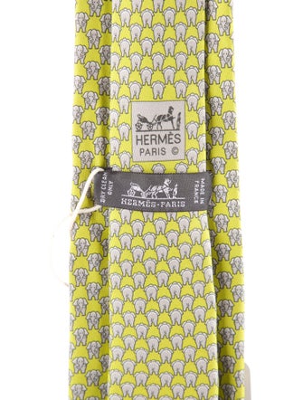 Hermès Elephant Printed Silk Tie