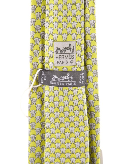 Hermès Elephant Printed Silk Tie