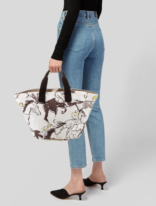 Hermès Toile 'Finish' Panier De Plage MM