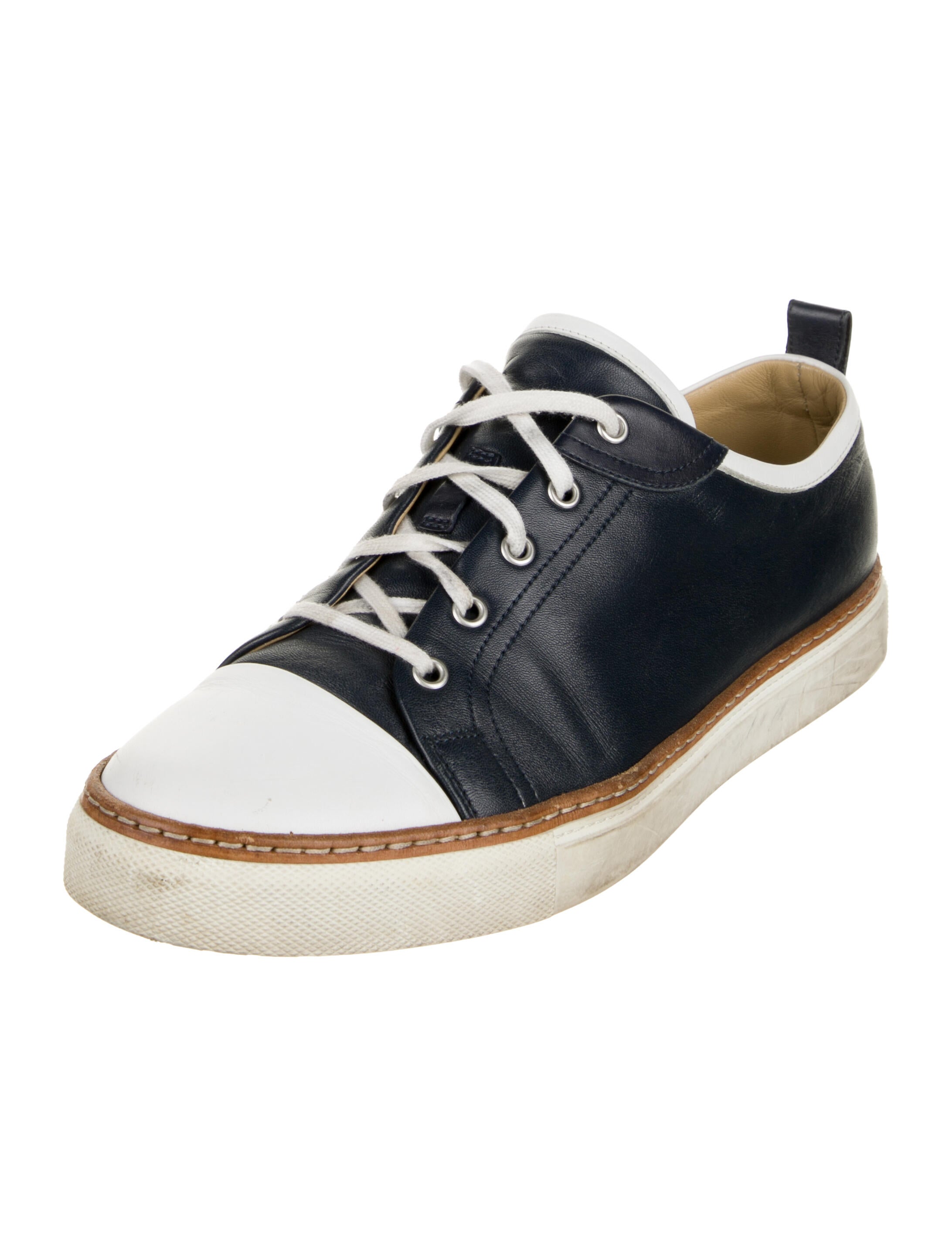 Hermès Leather Colorblock Pattern Sneakers