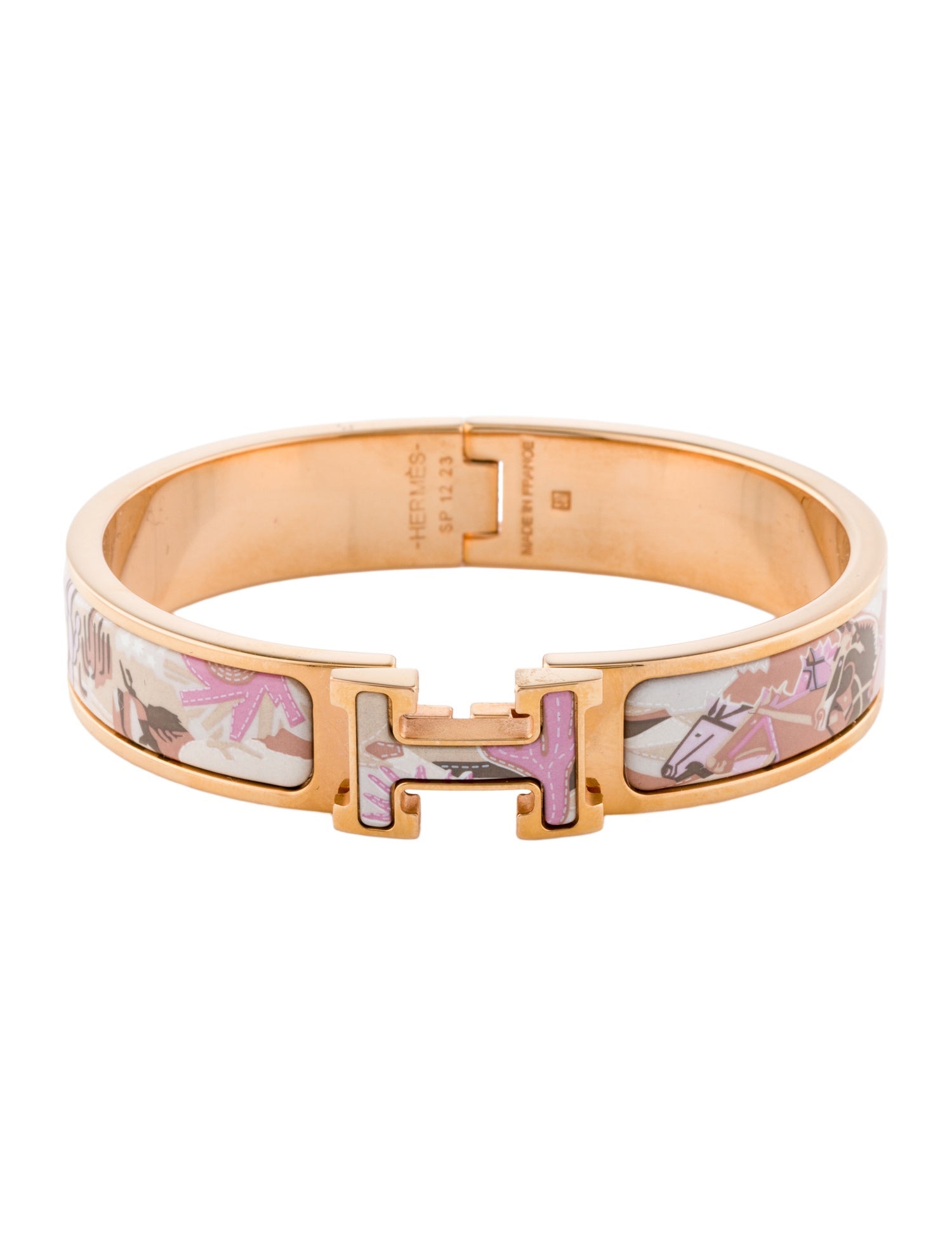Hermès Bottes Story Clic H Bracelet w/ Enamel Turnlock