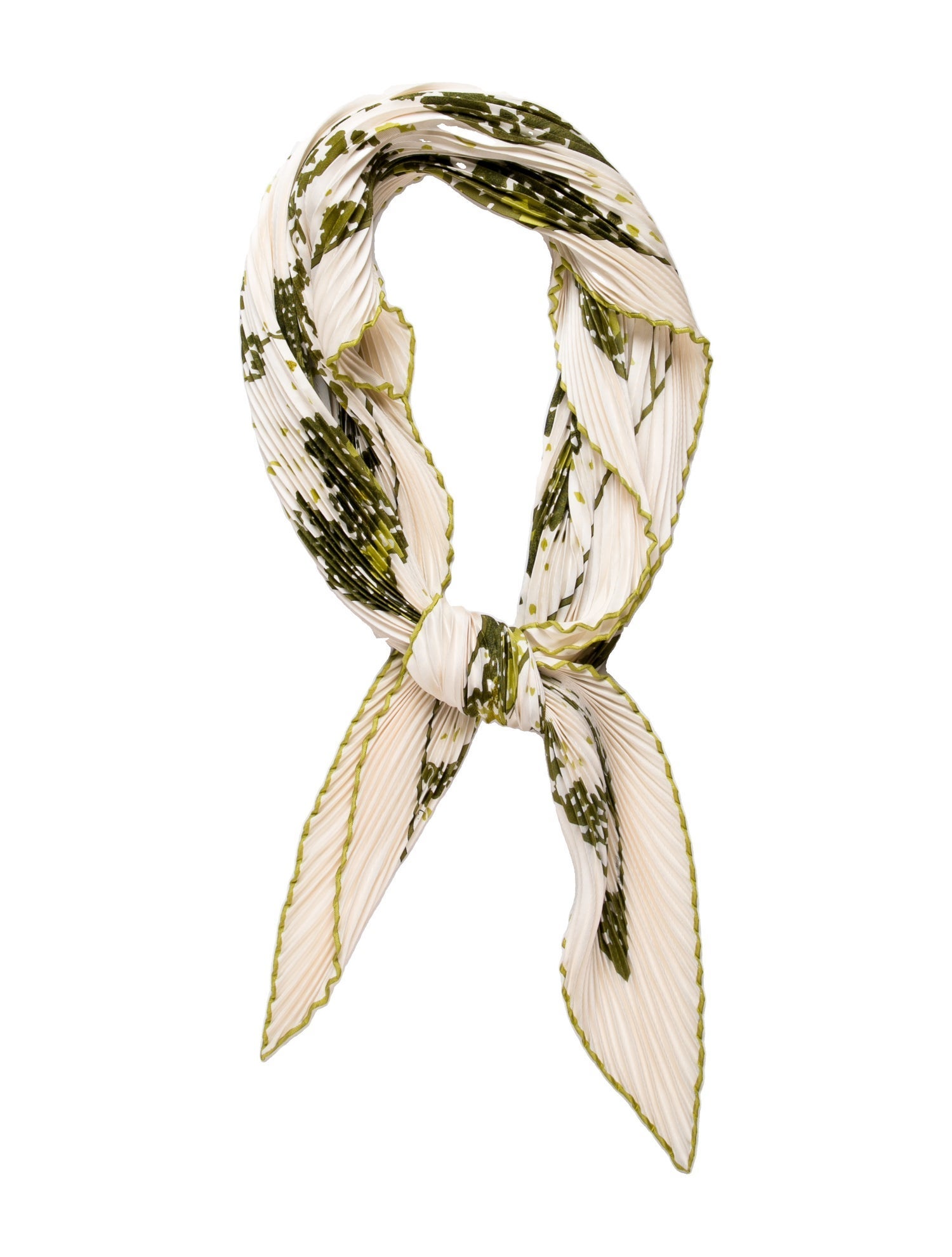 Hermès Trois Feuilles Silk Plissé Scarf
