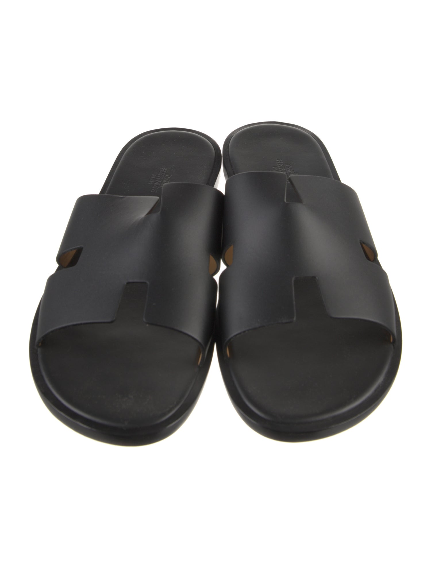 Hermès H Logo Leather Slides