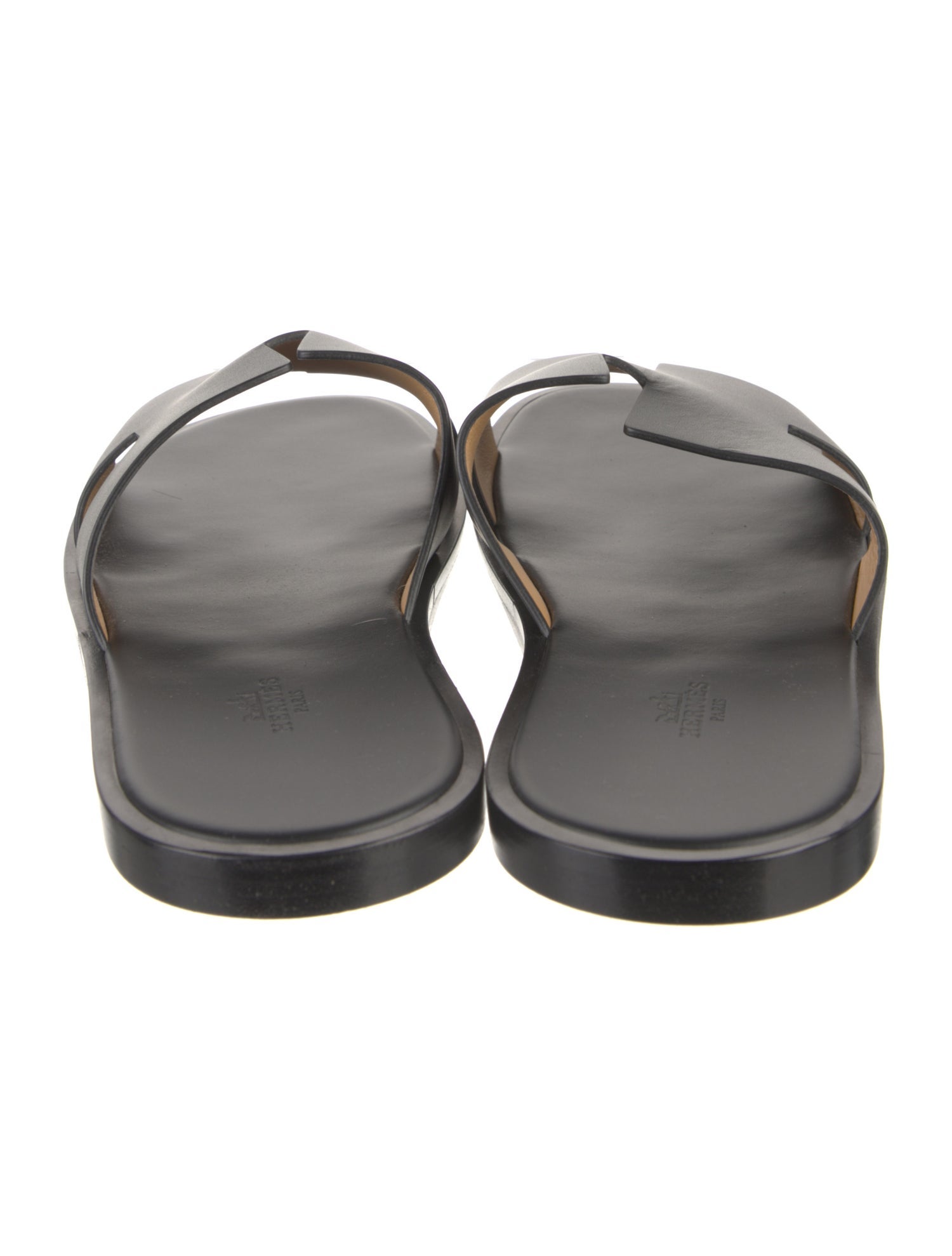 Hermès H Logo Leather Slides