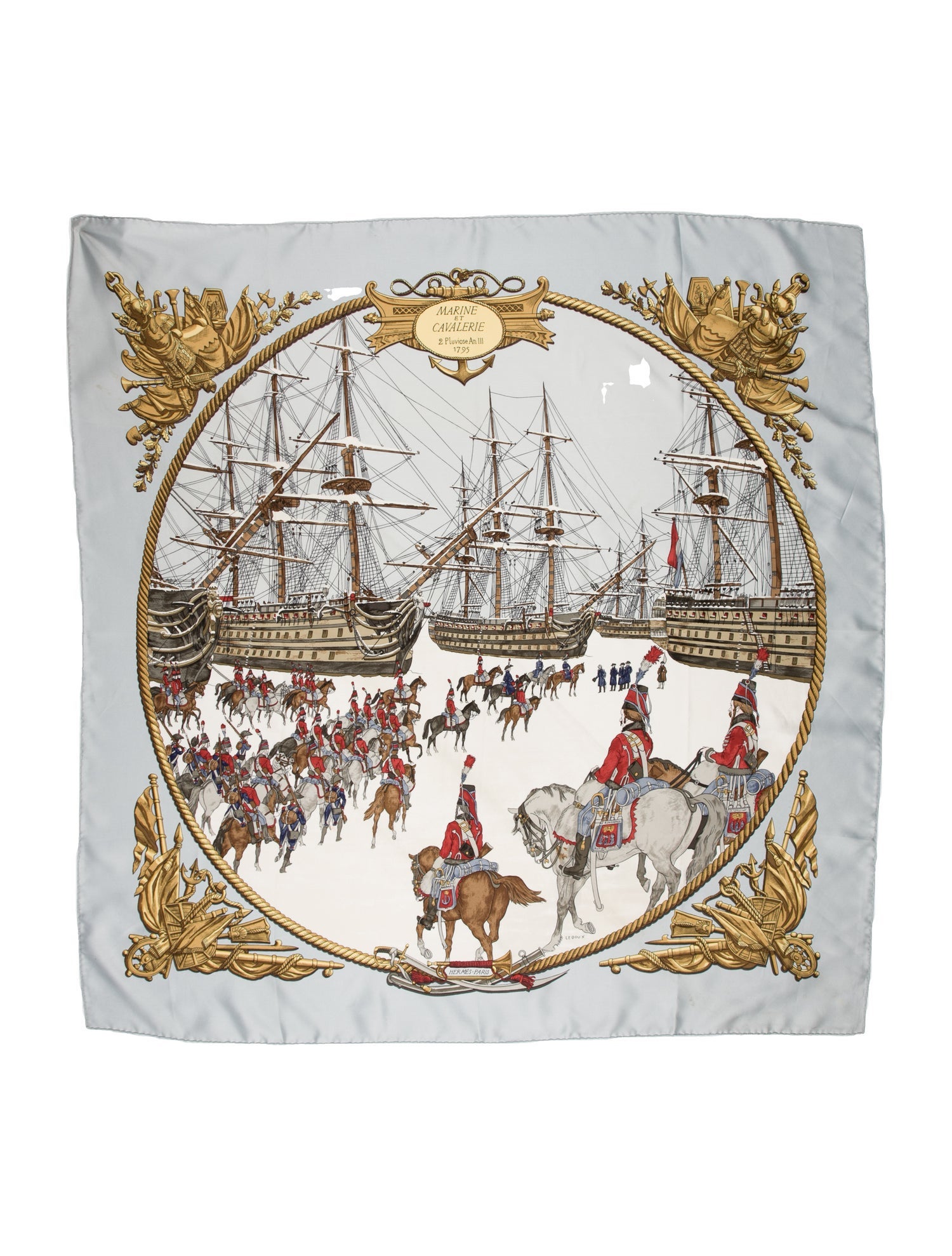 Hermès Marine Et Cavalerie Silk Scarf