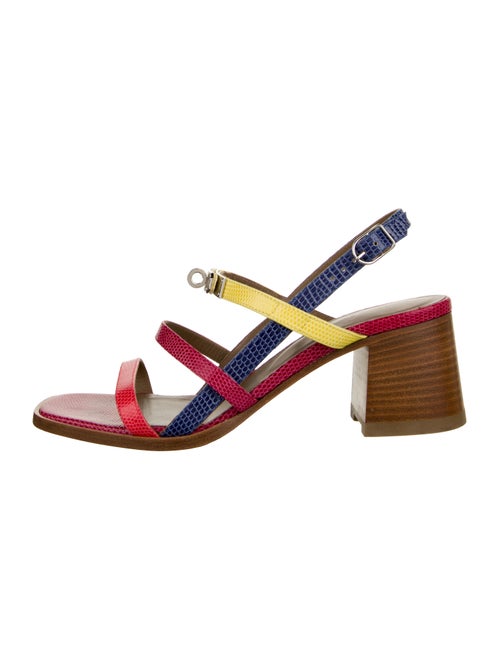 Hermès Lizard Colorblock Pattern Slingback Sandals