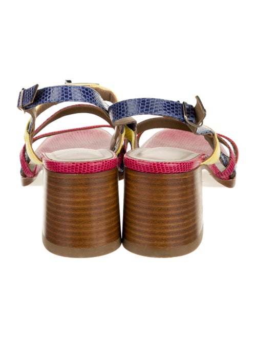 Hermès Lizard Colorblock Pattern Slingback Sandals
