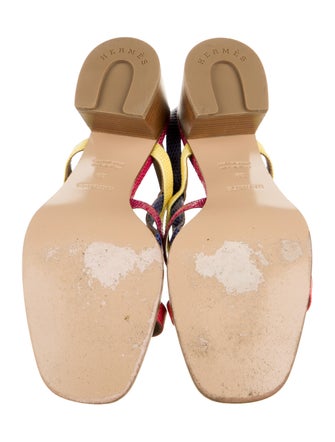 Hermès Lizard Colorblock Pattern Slingback Sandals