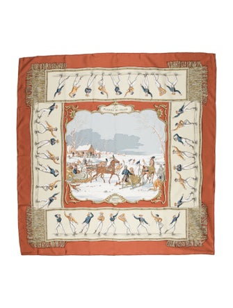 Hermès Les Plaisirs Du Froid Silk Scarf