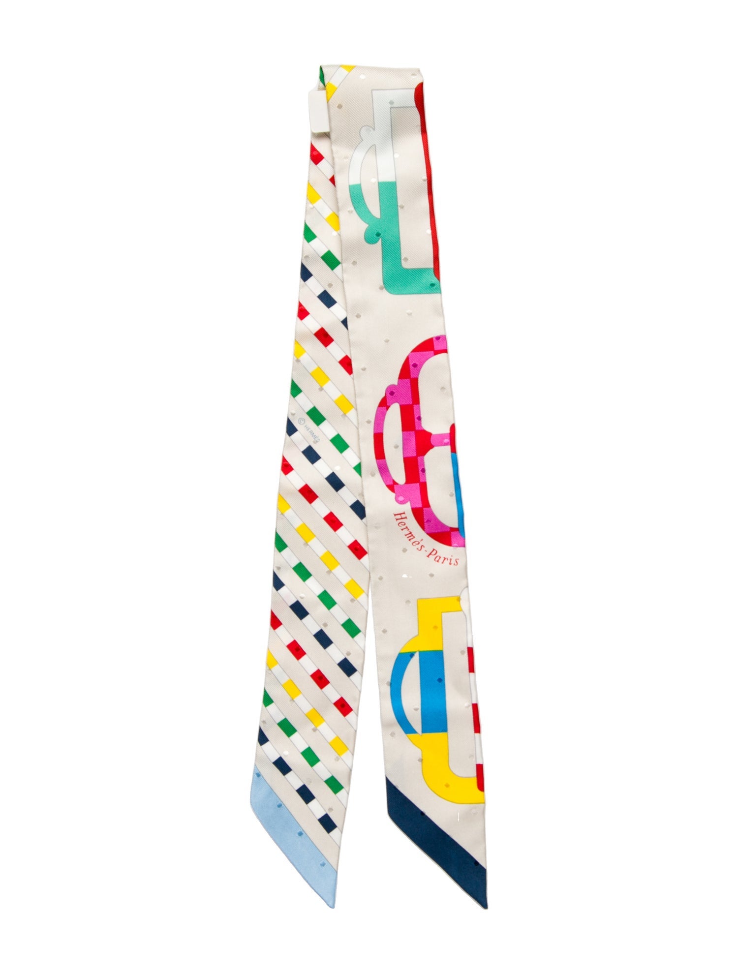 Hermès Bouclerie Moderne Plumetis Silk Twilly Scarf w/ Tags