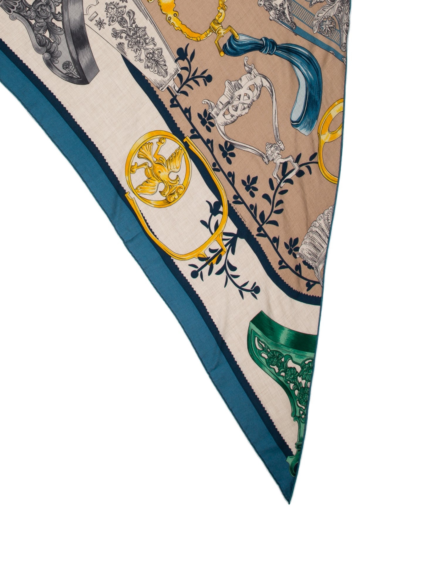 Hermès Etriers Remix Application Coeur Cashmere Triangle Scarf w/ Tags