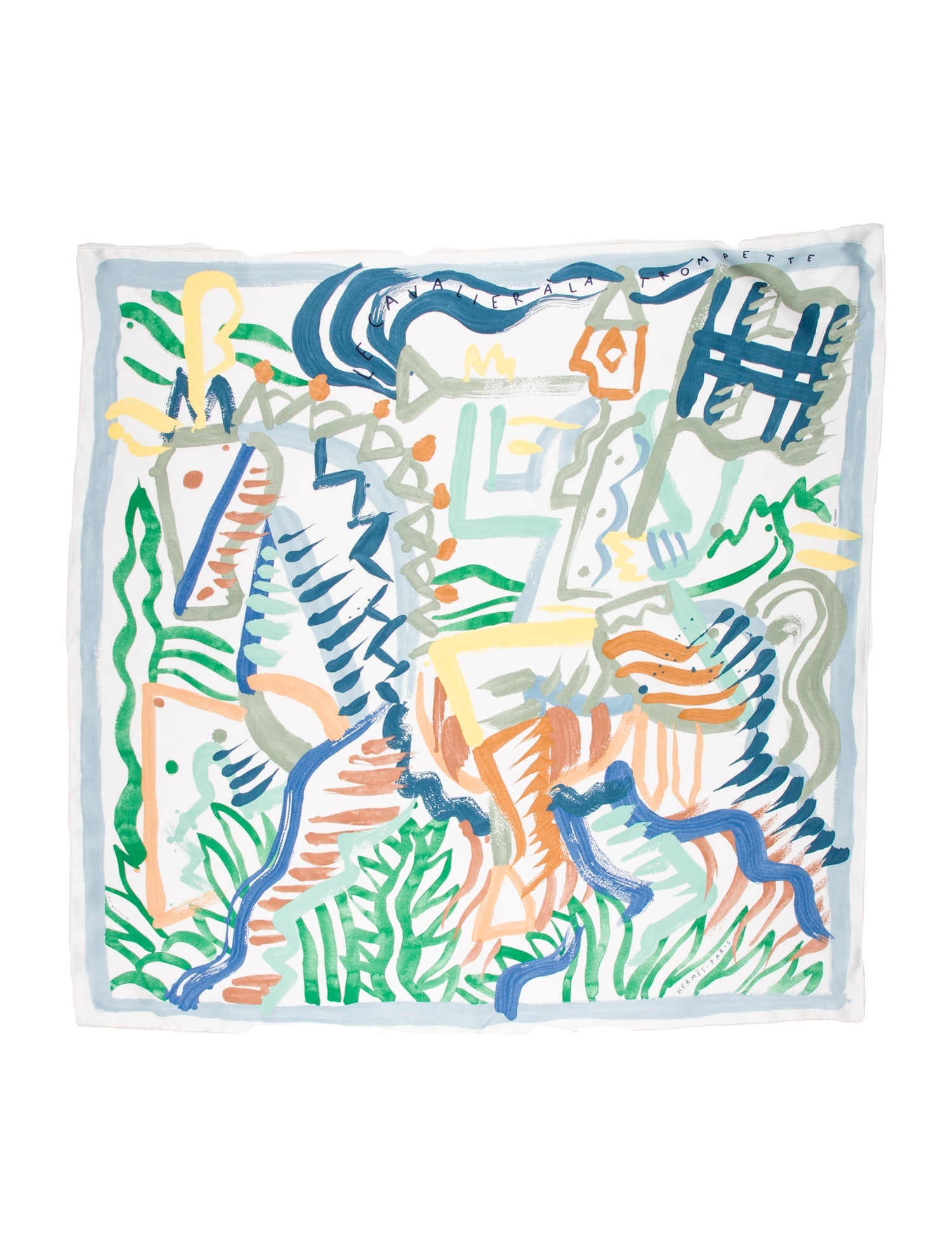 Hermès Le Cavalier a la Trompette Silk Scarf w/ Tags