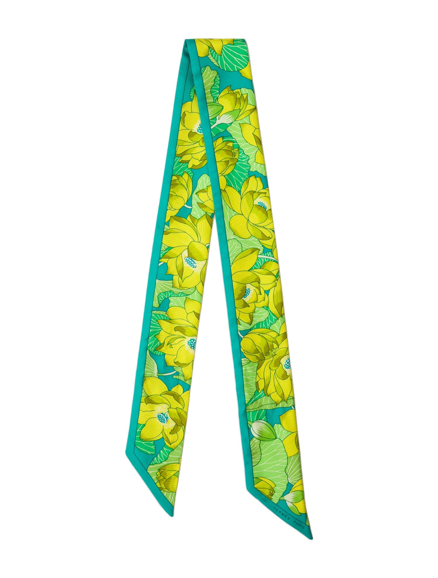 Hermès Fleurs De Lotus Silk Twilly Scarf