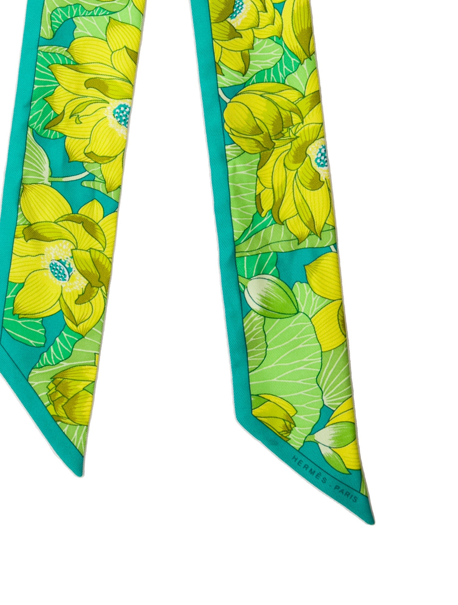 Hermès Fleurs De Lotus Silk Twilly Scarf