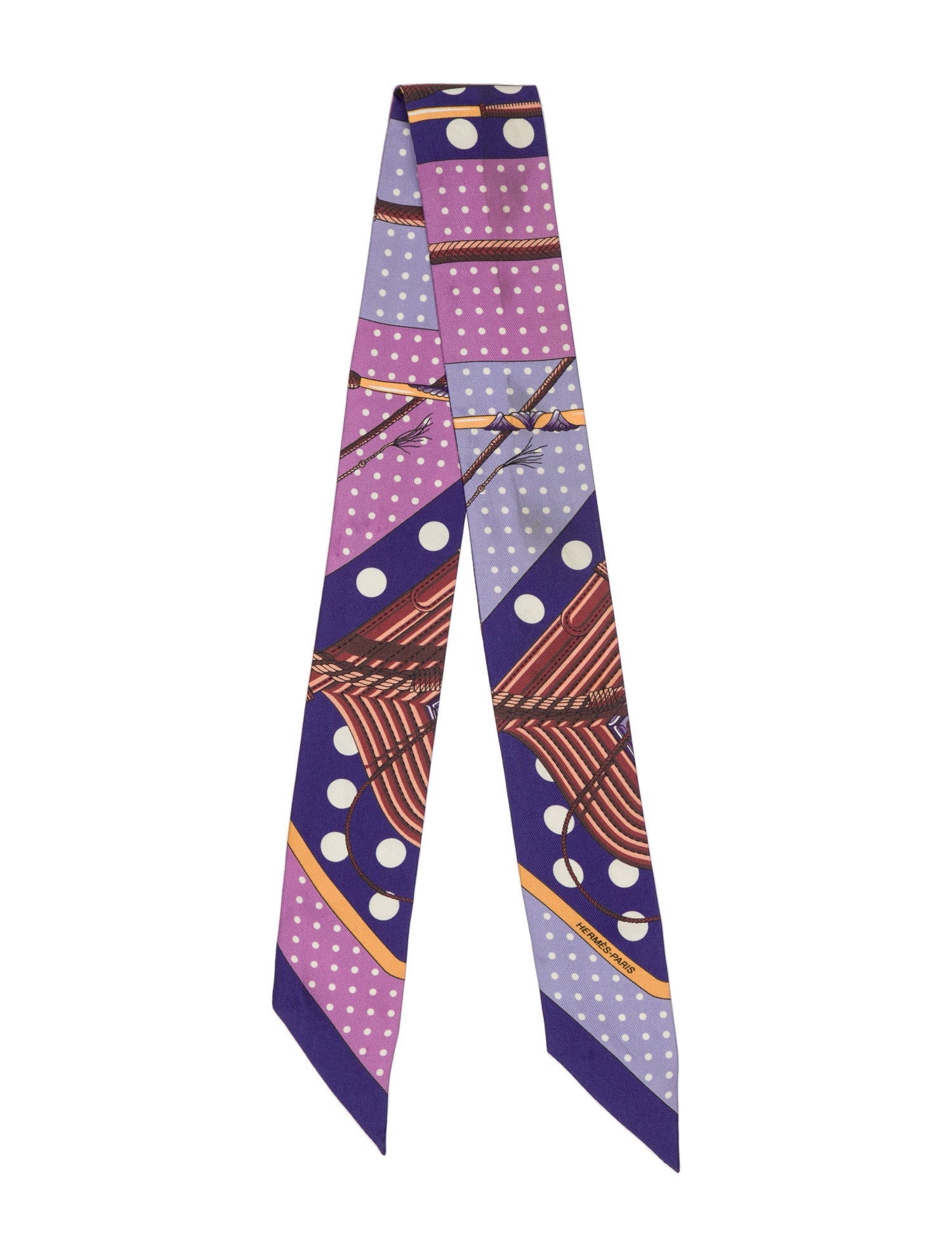 Hermès Clic Clac a Pois Silk Twilly Scarf