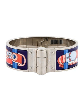 Hermès Wide Enamel Hinged Bangle Bracelet