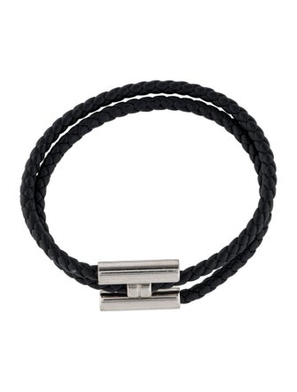 Hermès Leather Tournis Tresse Bracelet