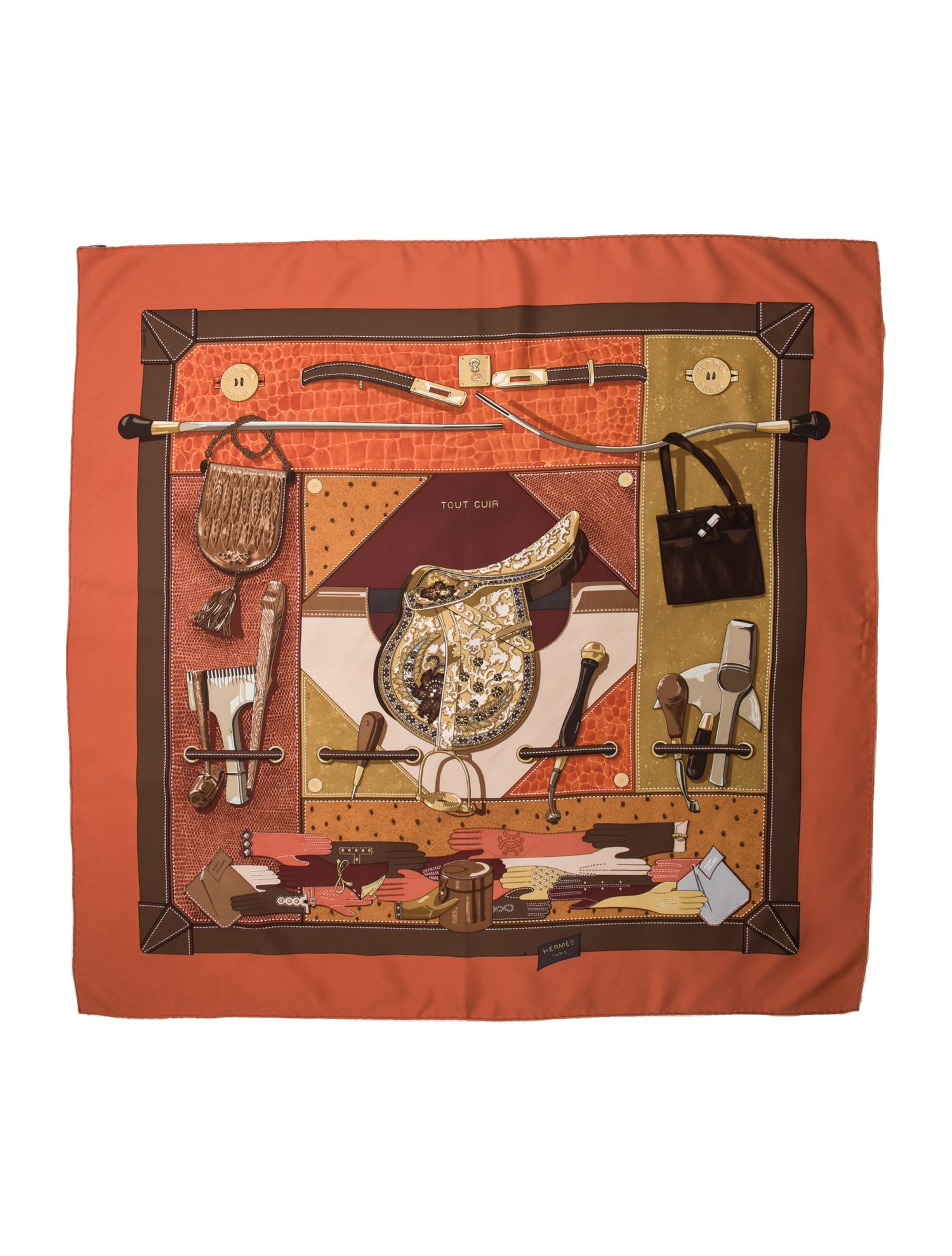 Hermès Tout Cuir Silk Scarf