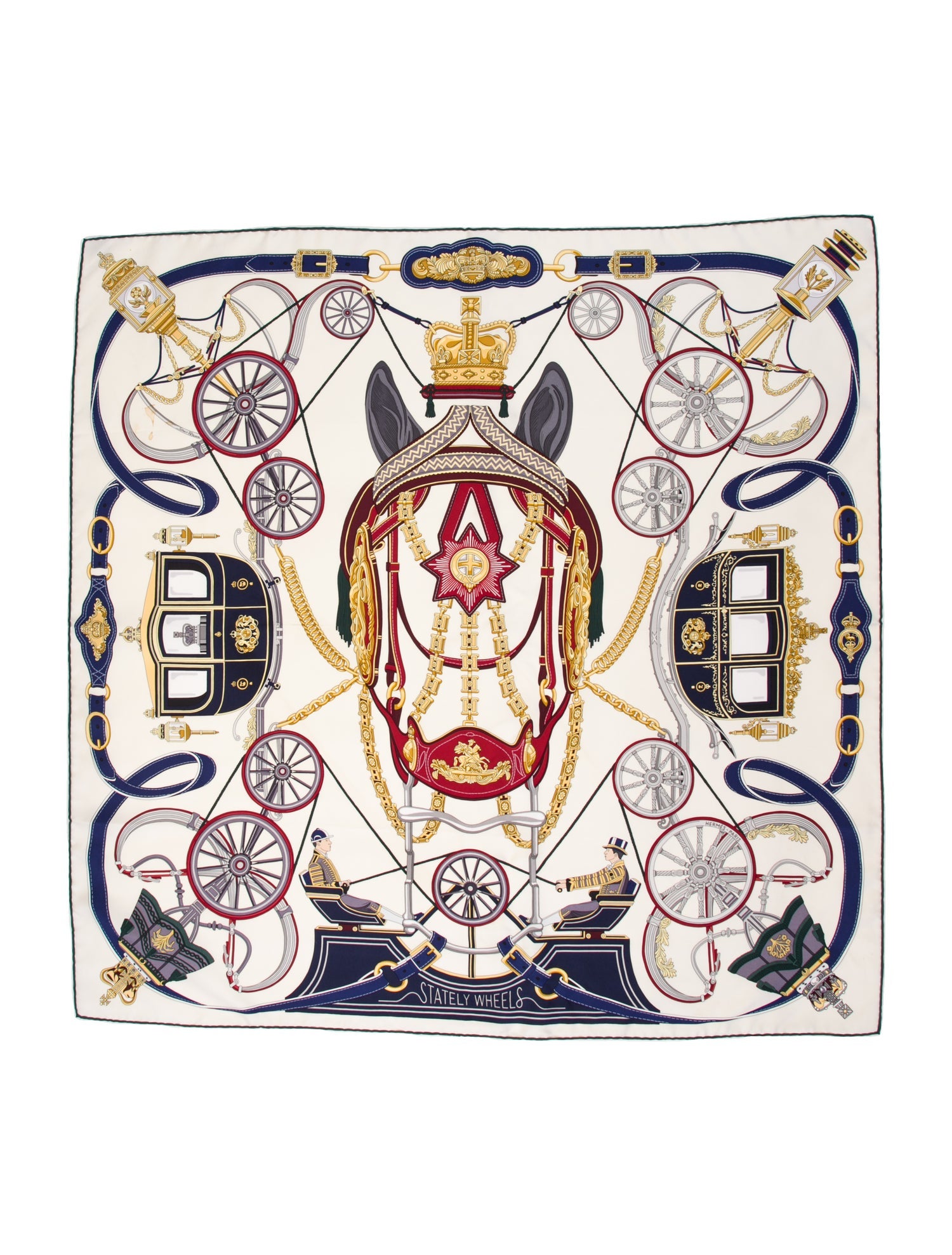 Hermès Stately Wheels Silk Scarf