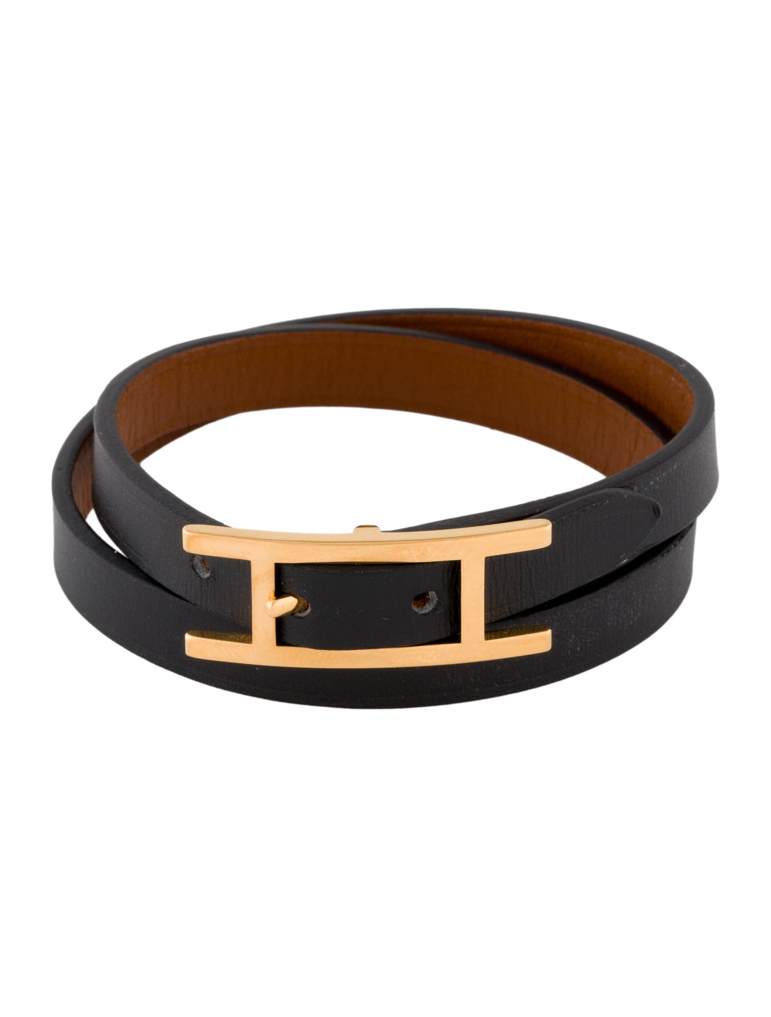 Hermès Leather Behapi Double Tour Wrap Bracelet