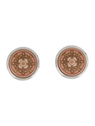 Hermès Vintage Enamel Button Clip-On Earrings