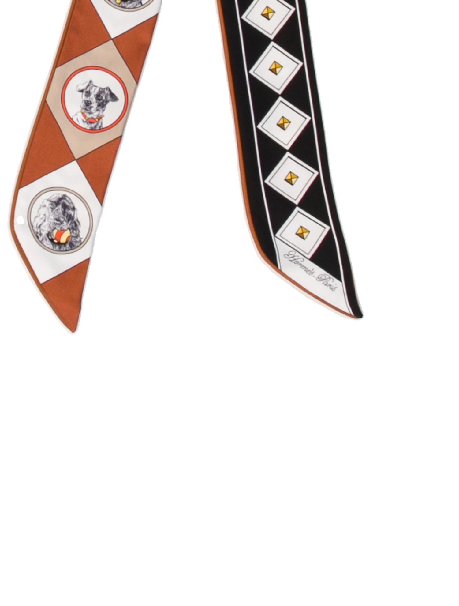 Hermès Collier Et Chiens Forever Silk Twilly Scarf