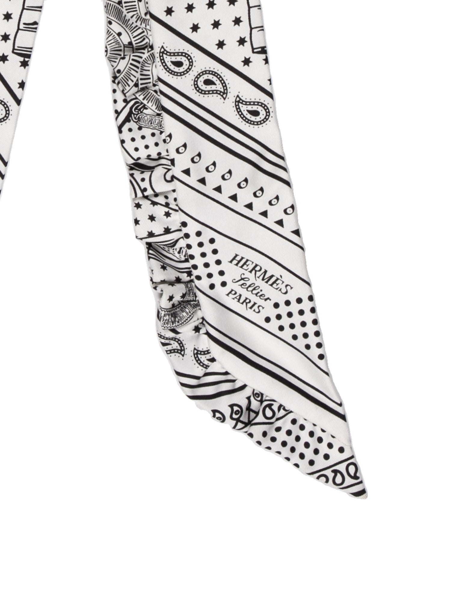 Hermès Ruffle Eperon d'Or Bandana Silk Twilly Scarf