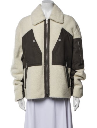 Hermès Lamb Fur Colorblock Pattern Faux Fur Jacket