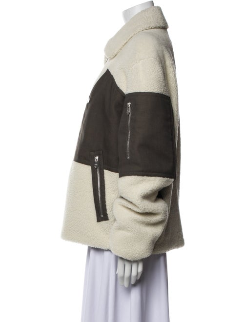 Hermès Lamb Fur Colorblock Pattern Faux Fur Jacket