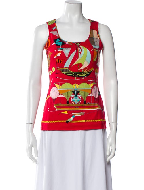 Hermès Printed Scoop Neck Top