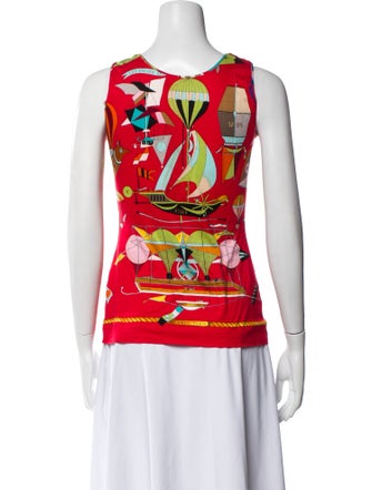 Hermès Printed Scoop Neck Top