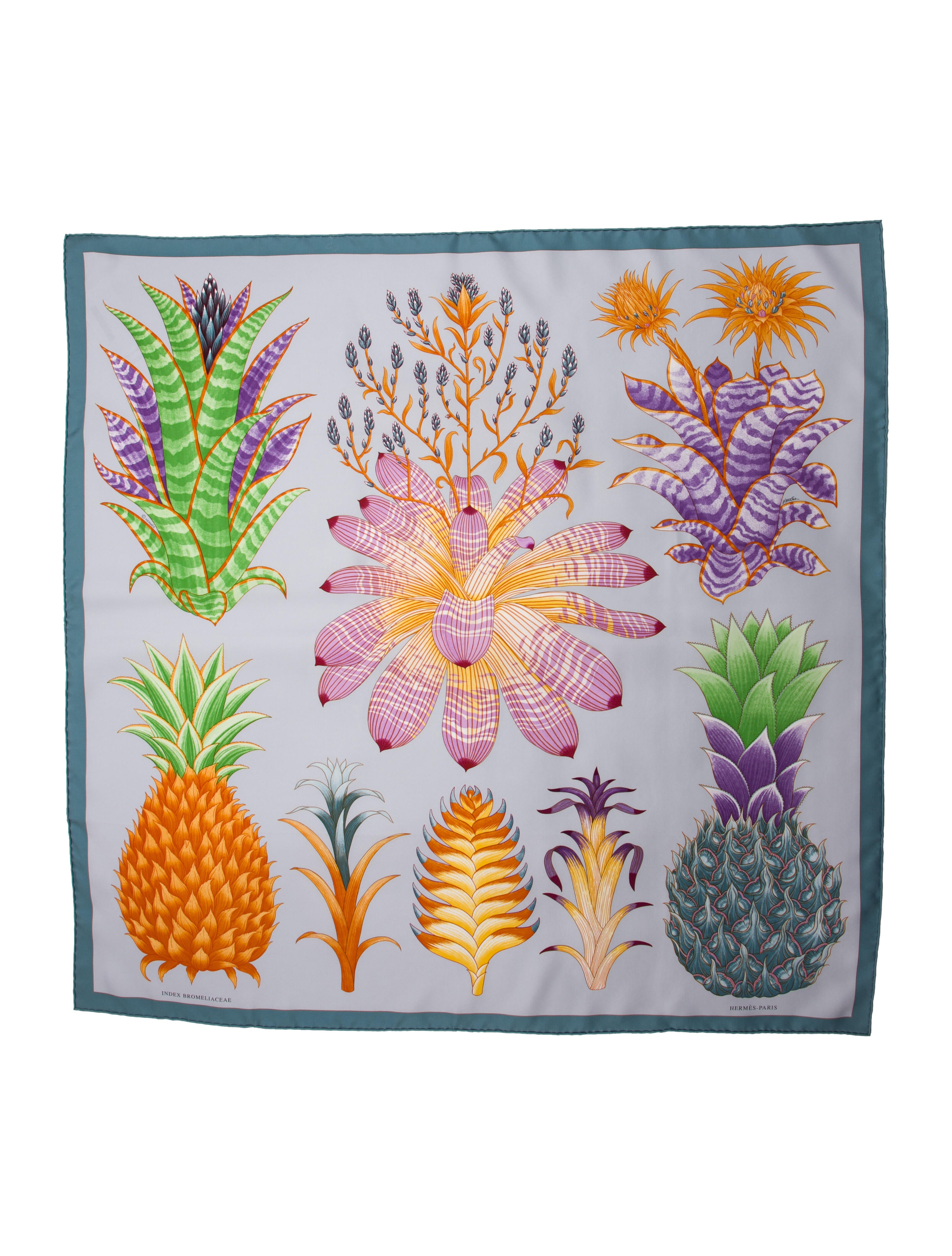 Hermès Index Bromeliaceae Silk Scarf w/ Tags