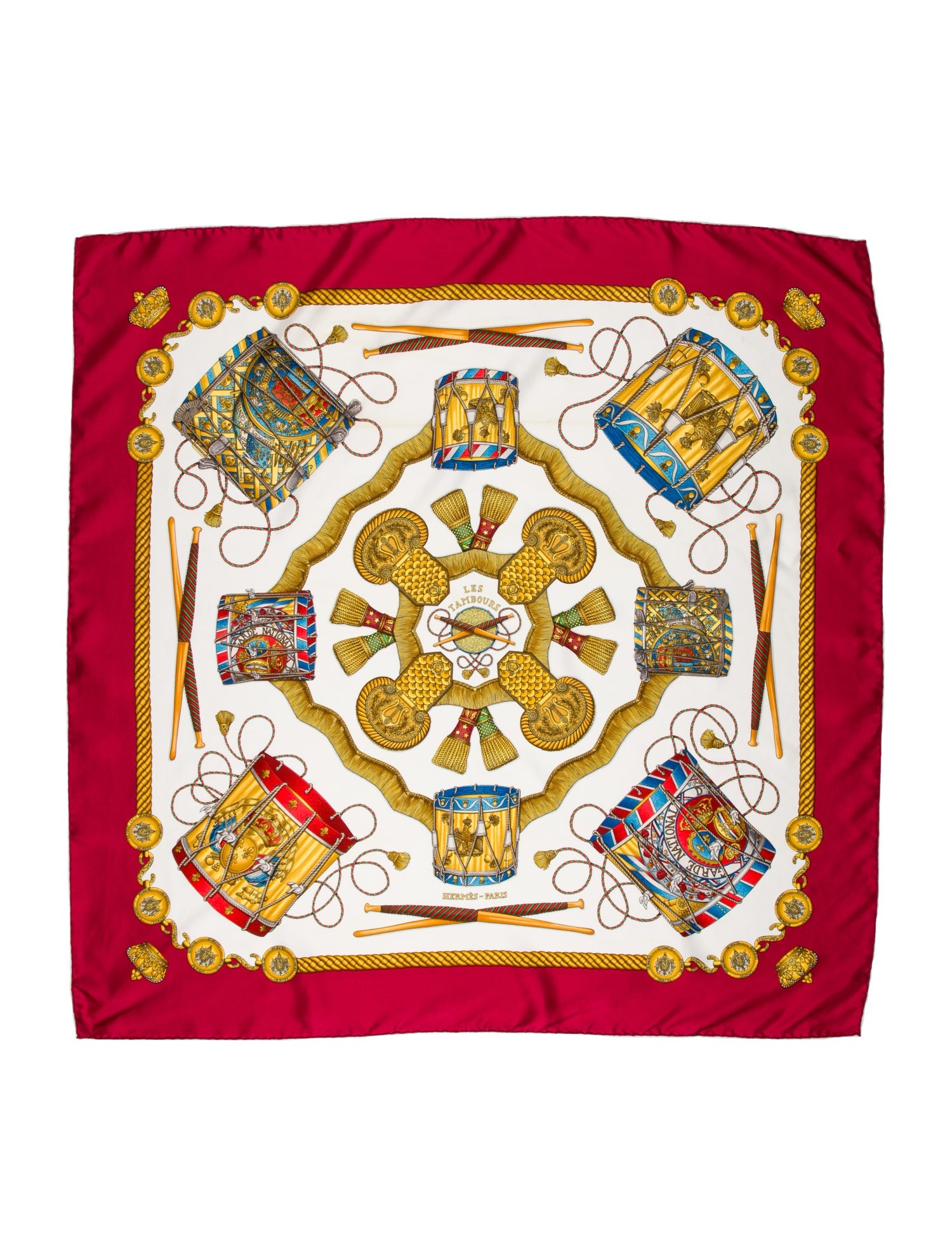 Hermès Les Tambours Silk Scarf