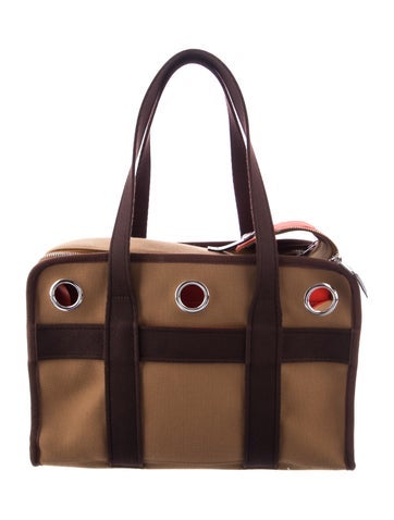 Hermès Pet Accessories Toile Carrying Bag for Small Dogs