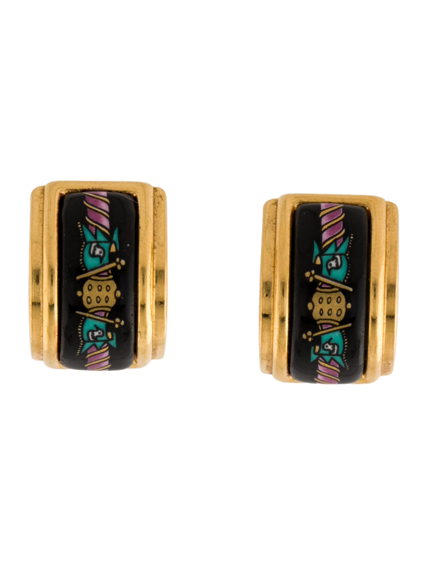 Hermès Vintage Enamel Clic-On Earrings