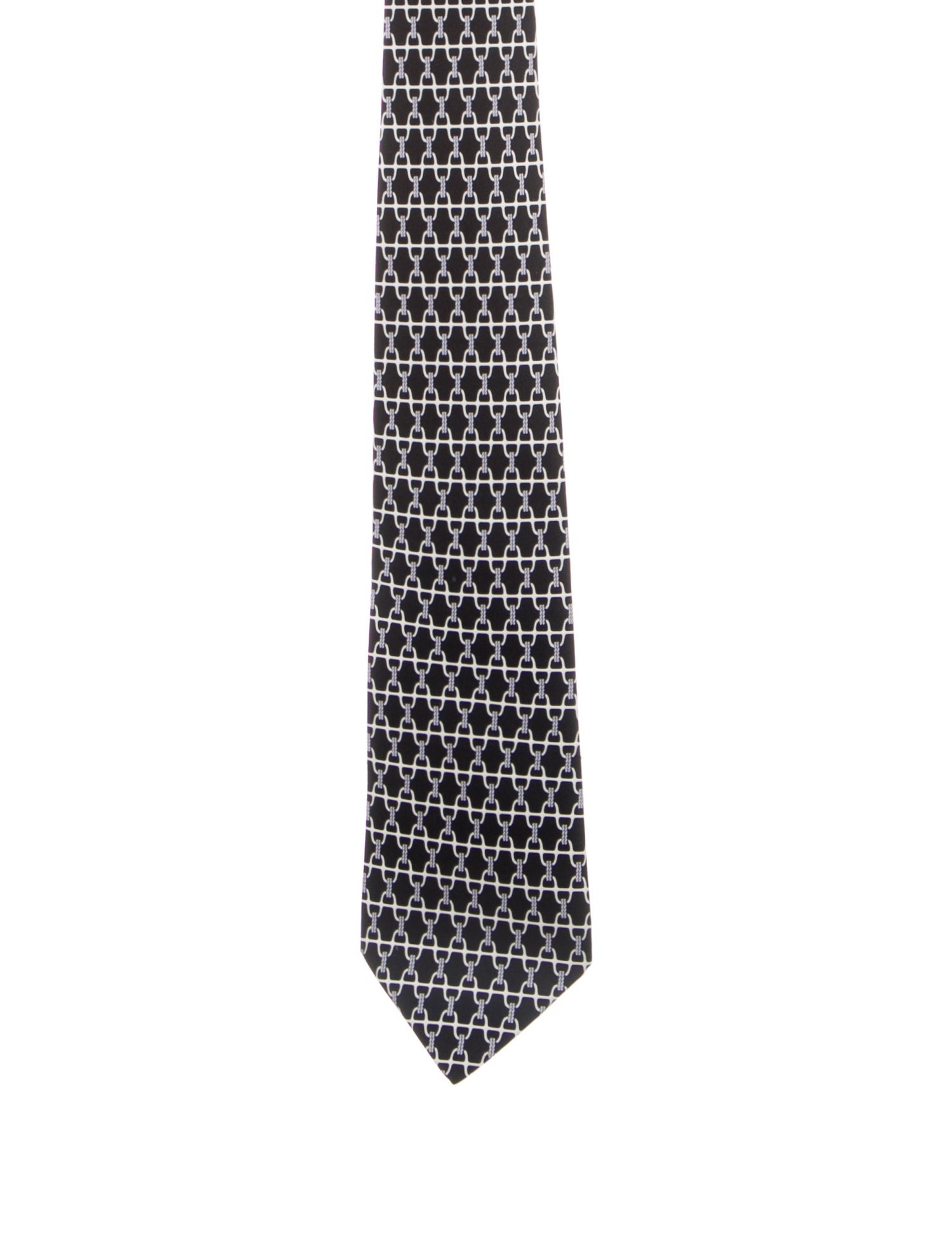 Hermès Silk Black Patterned Tie.