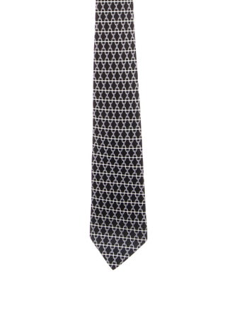 Hermès Silk Black Patterned Tie.