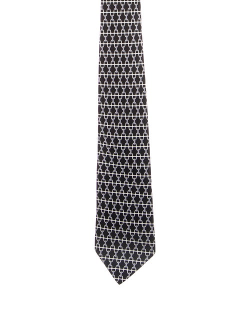 Hermès Silk Black Patterned Tie.