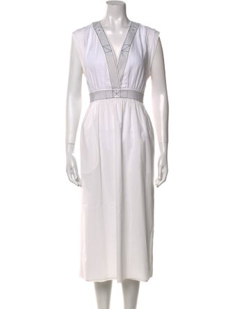 Hermès V-Neck Midi Length Dress